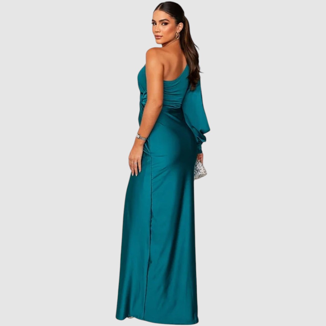 Meda - Elegancka maxi sukienka na jedno ramię
