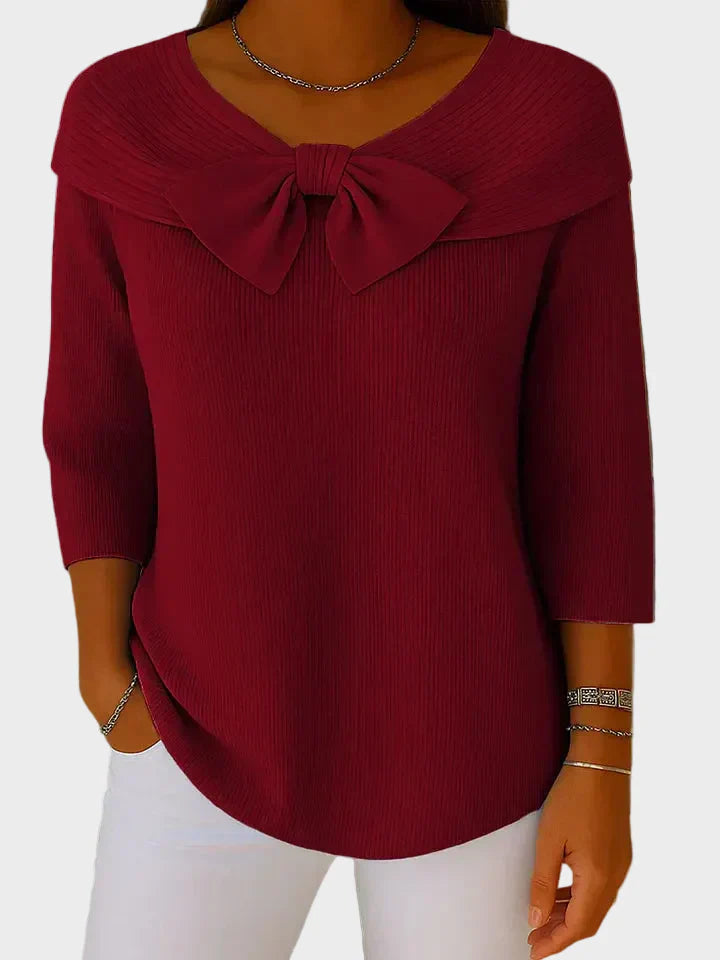 Aline - Miękki i Elegancki Sweter z Kokardą