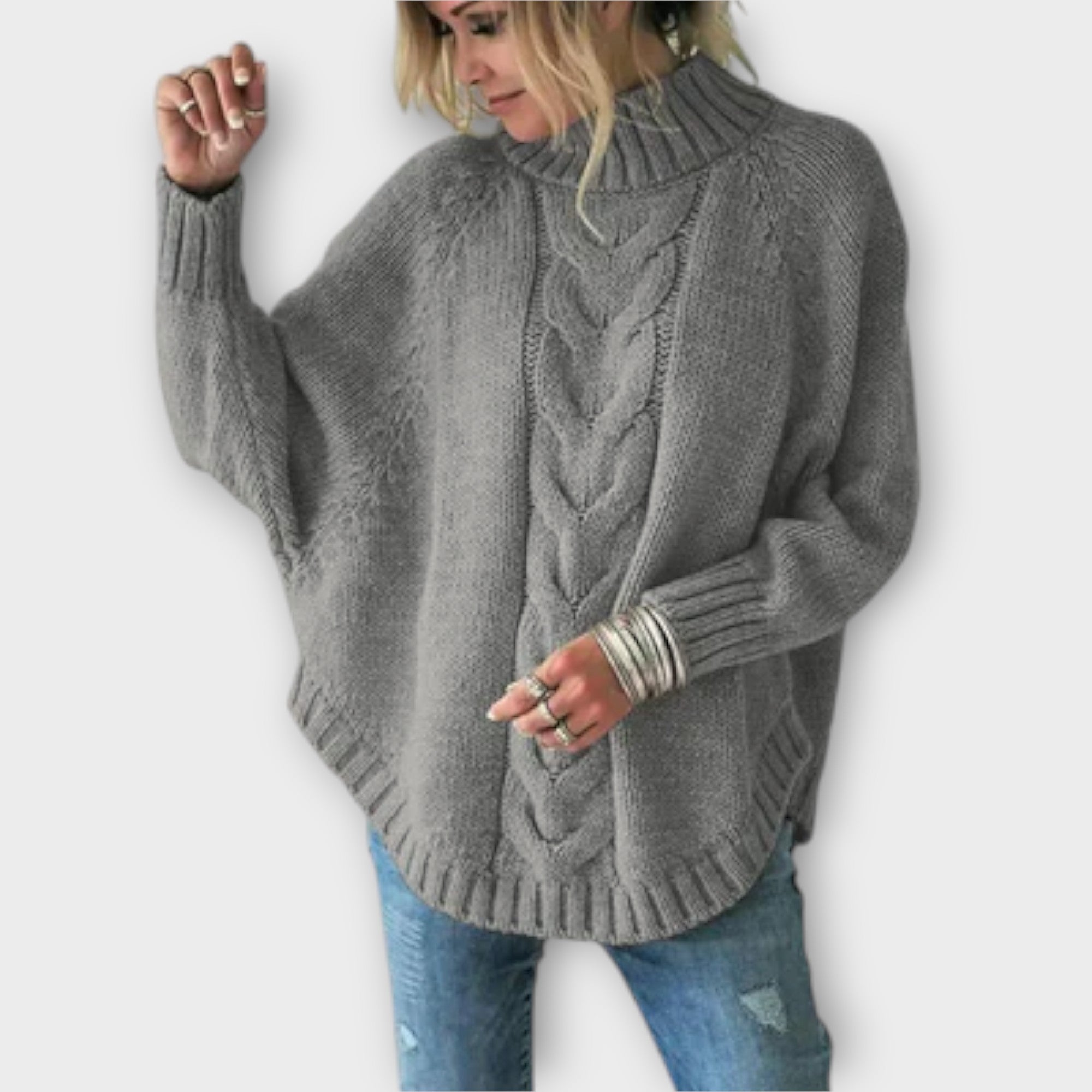 Elysian - Sweter pleciony z wzorem warkoczy