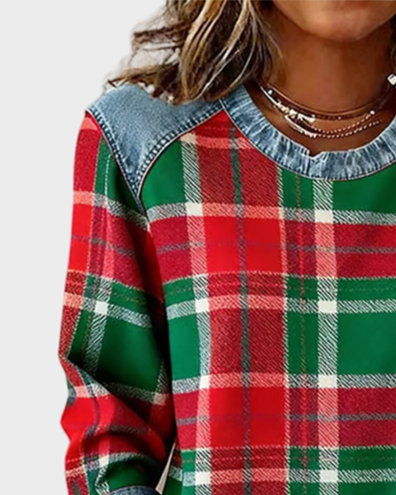 Ivy – Damska Bluza z Kratką Patchworkową