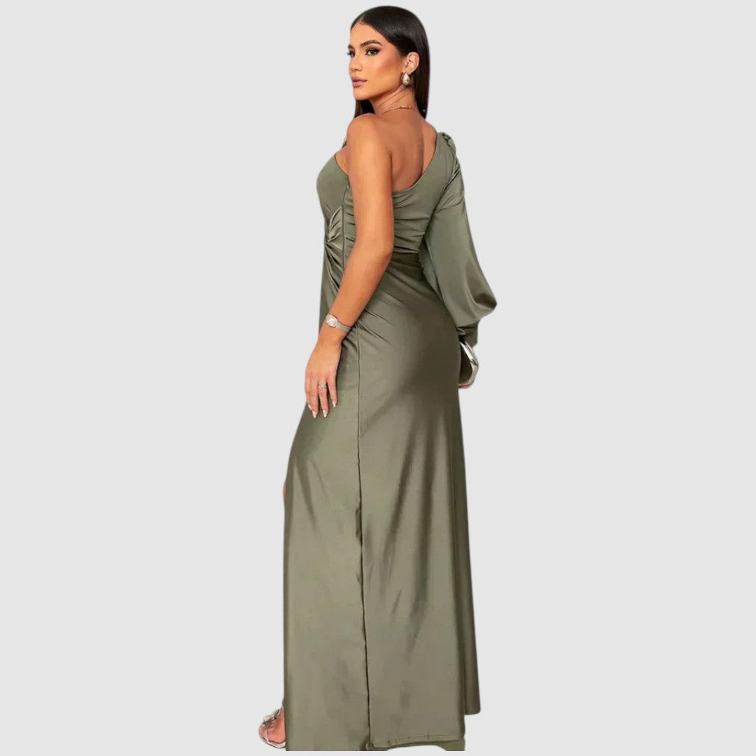 Meda - Elegancka maxi sukienka na jedno ramię