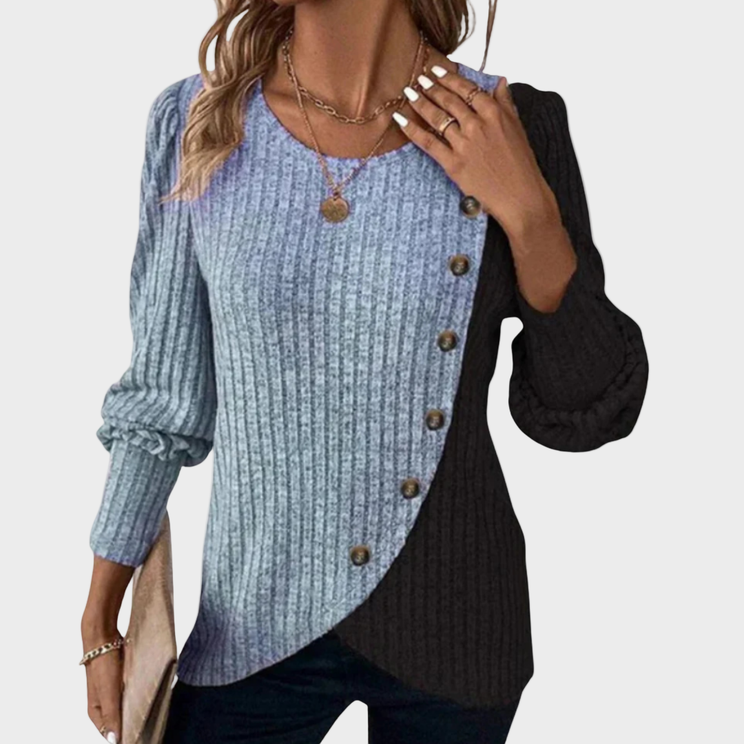 Kaia - Elegancki sweter z dzianiny z guzikami