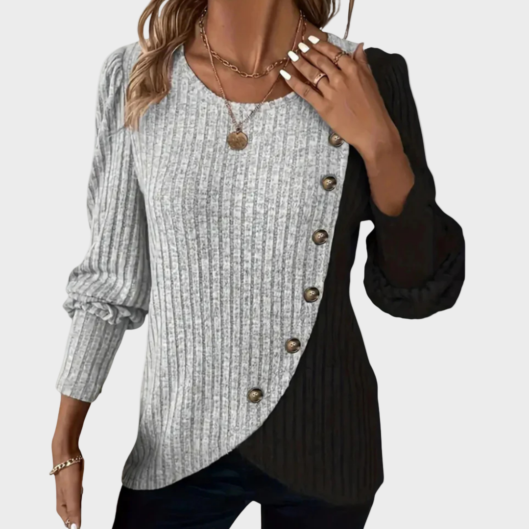 Kaia - Elegancki sweter z dzianiny z guzikami