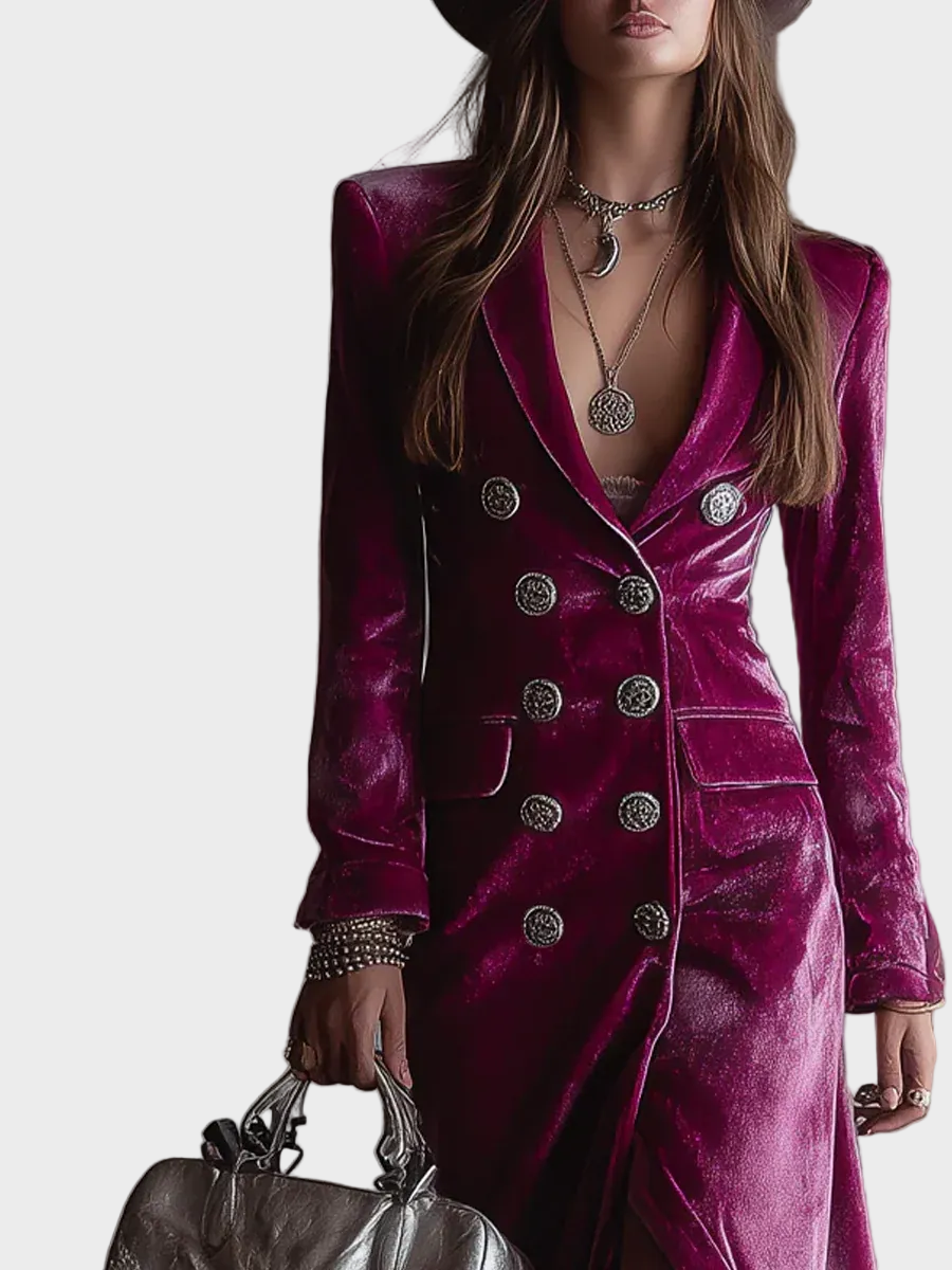 Vera - Welurowa Sukienka Blazer Maxi
