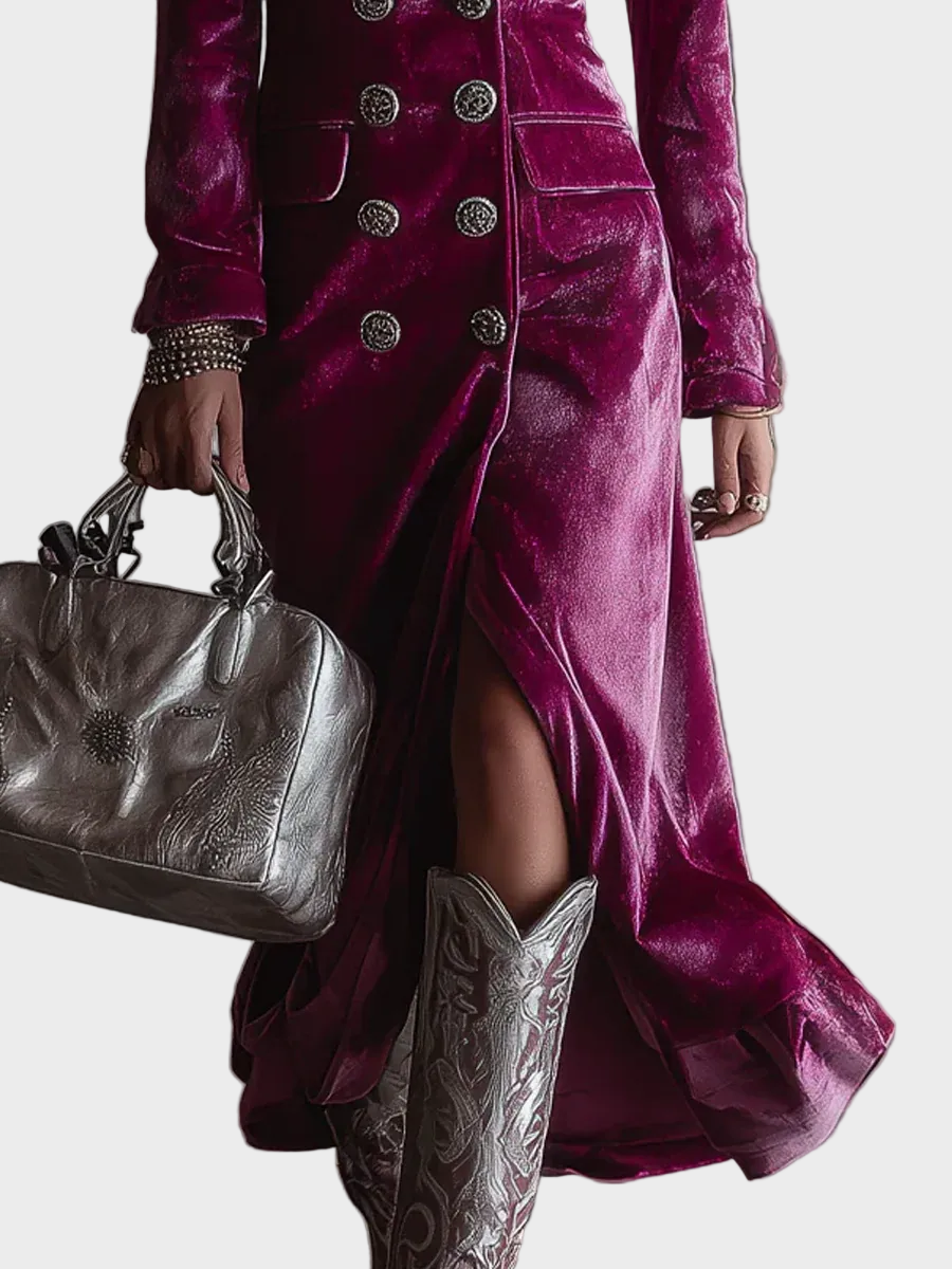 Vera - Welurowa Sukienka Blazer Maxi