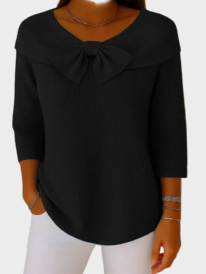 Aline - Miękki i Elegancki Sweter z Kokardą