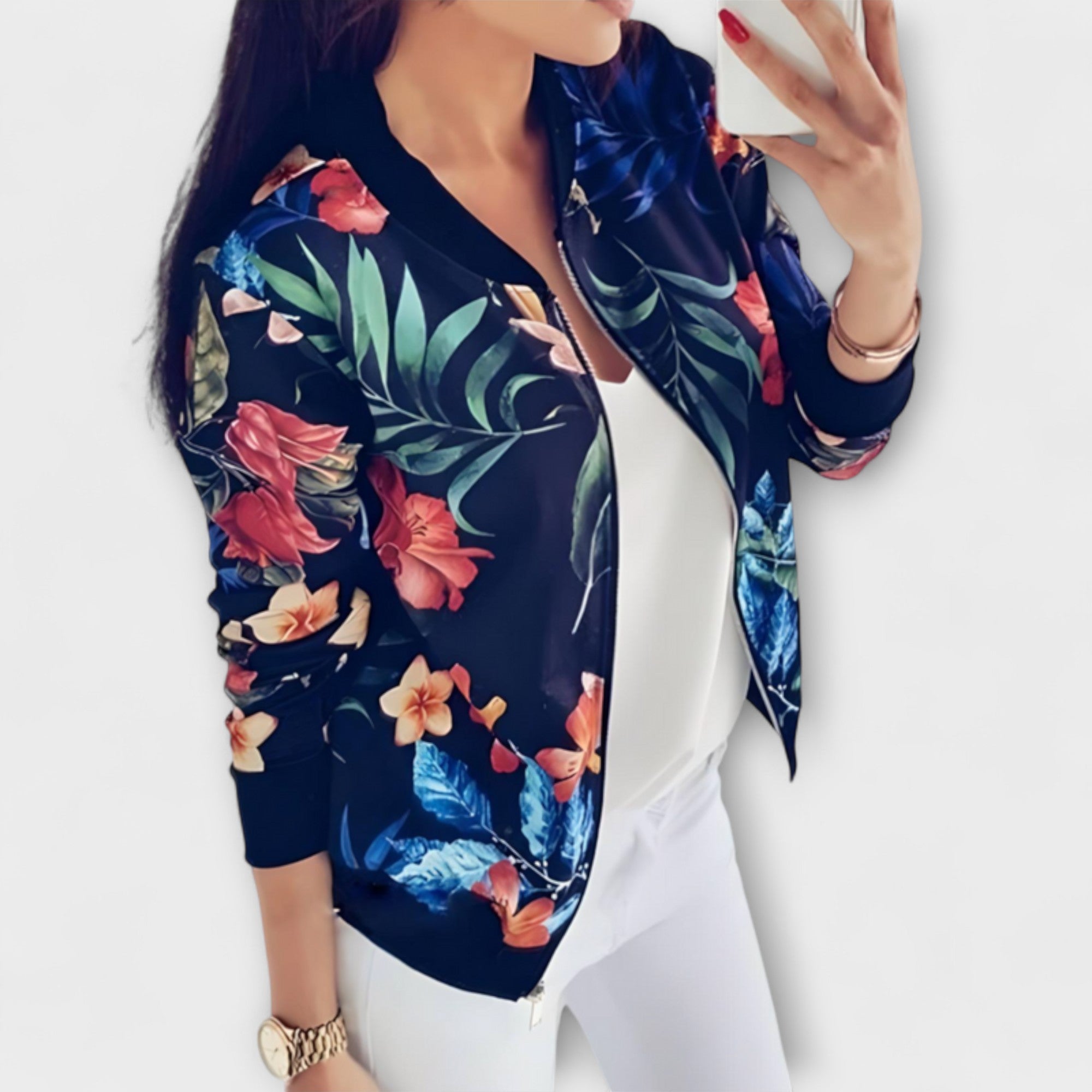 Andreia - Elegancka bomberka w kwiatowy wzór